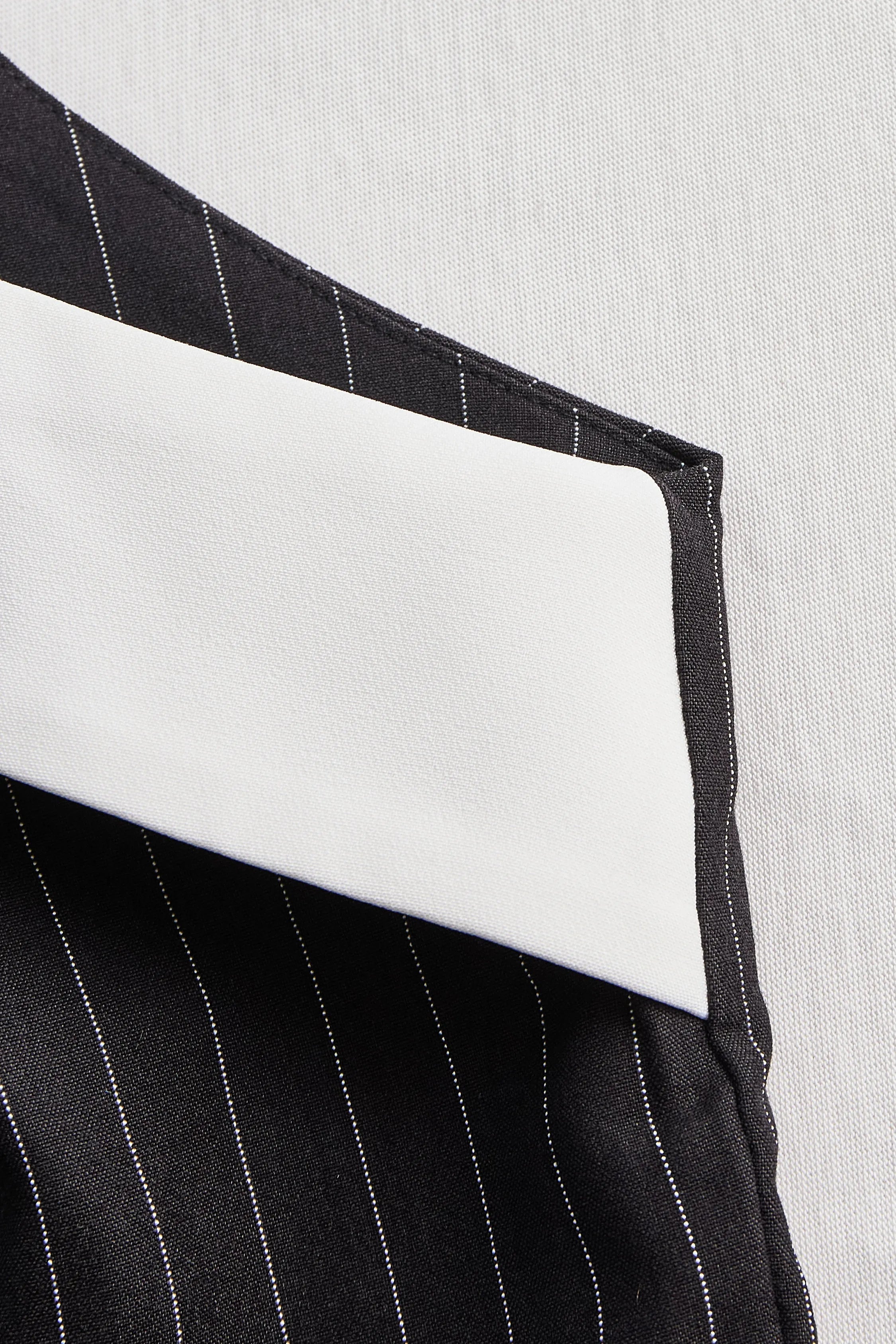 Pinstripe Top With Contrast Collar And Button Front