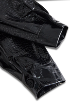 Glossy Black Crocodile Embossed Shirt