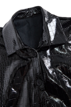Glossy Black Crocodile Embossed Shirt